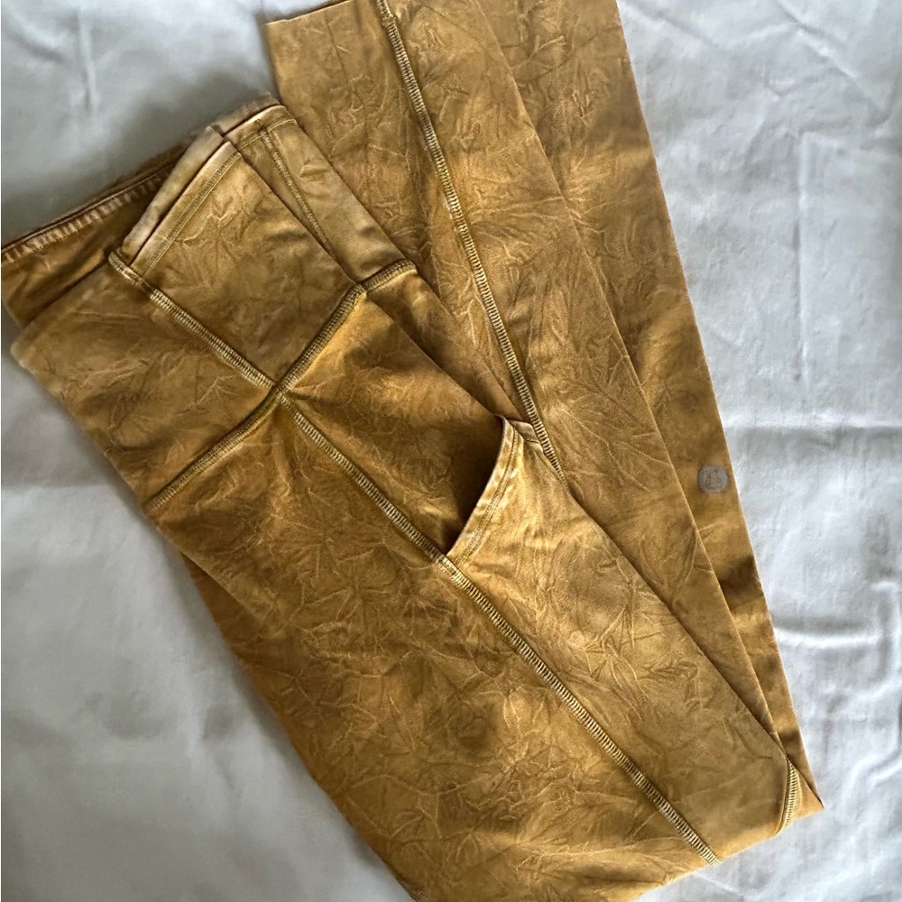 Lululemon Fast and Free High-Waisted Leggings Gold/Bronze VGUC